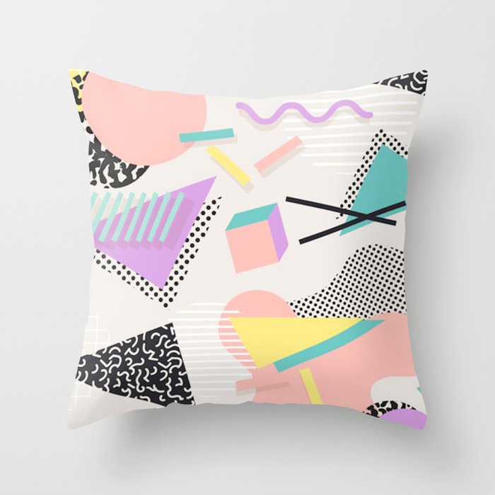 80s / 90s RETRO ABSTRACT PASTEL SHAPE PATTERN Throw Pillow