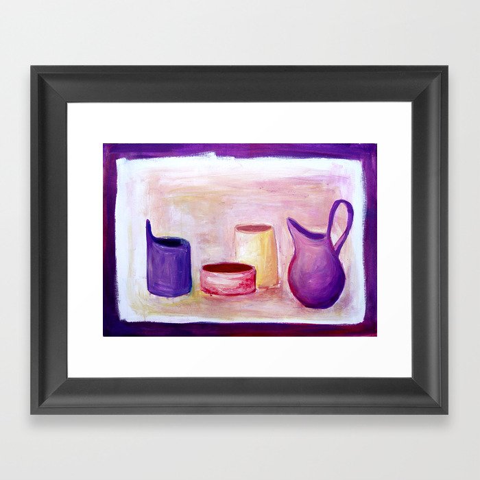 Pots in violet Framed Art Print