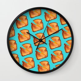 Grilled Cheese Sandwich Pattern - Blue Wall Clock