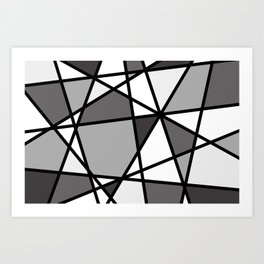 Triangels Geometric Lines dark grey  - grey - white Art Print