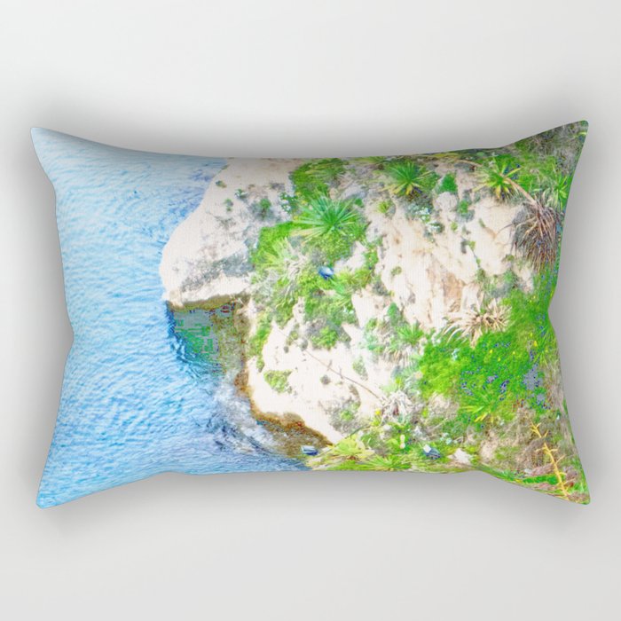 tropical cliff impressionism painted realistic scene Rectangular Pillow