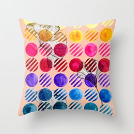 Gingko Rainbow Circles Throw Pillow