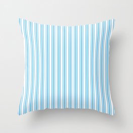Trendy Large Blue Sky Pastel Blue French Mattress Ticking Double Stripes Throw Pillow