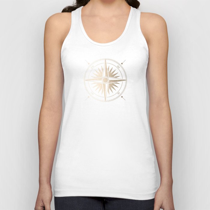 Gold on White Compass Tank Top
