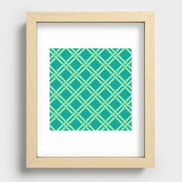 Classic Bamboo Trellis Pattern 242 Mint Green and Turquoise Recessed Framed Print