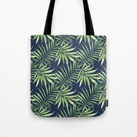 Tropical Branches on Dark Pattern 05 Tote Bag