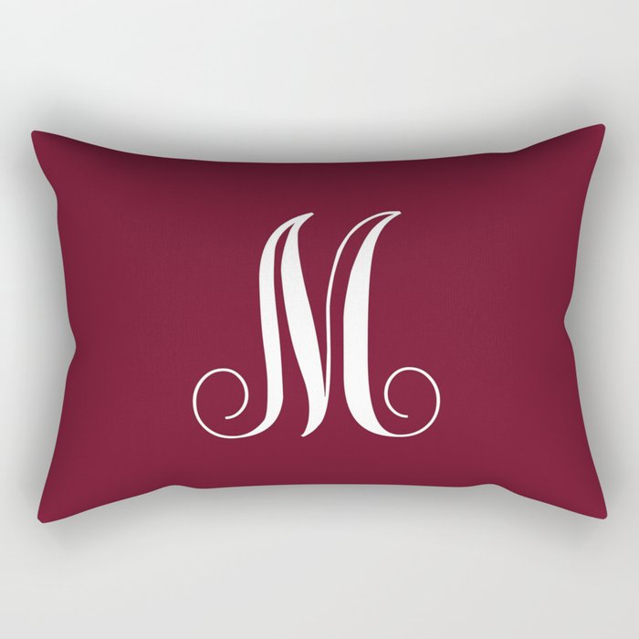 Monogram Letter M on Dark Maroon Rectangular Pillow