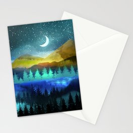 Silent Forest Night Stationery Card