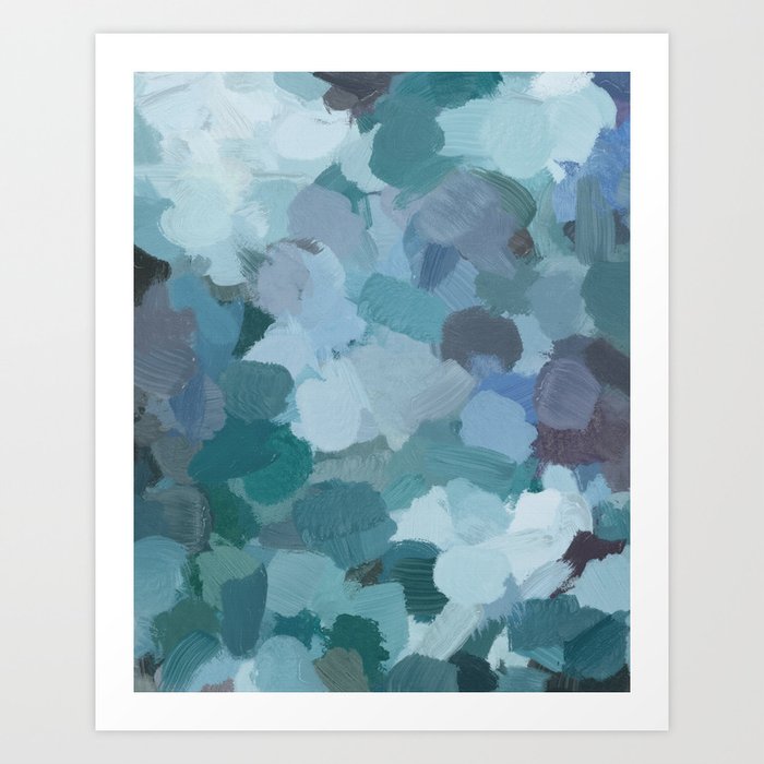 Turquoise Blue Green Mint Purple Abstract Geode Rock Wall Art