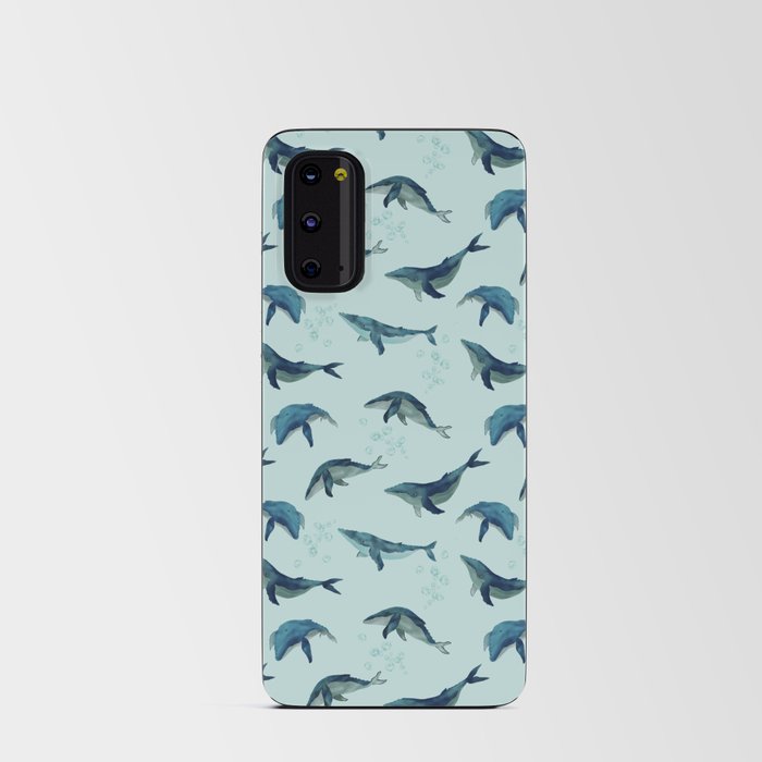 seamless pattern of whales in blue with gray colors Android Card Case