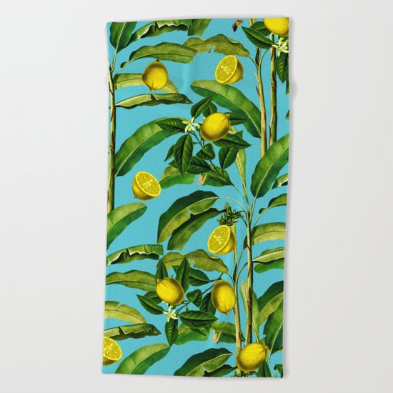 Lemon and Leaf II Beach Towel