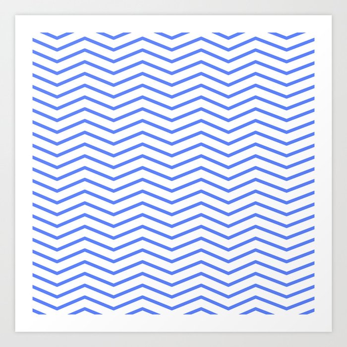 Blue zig zag lines Art Print