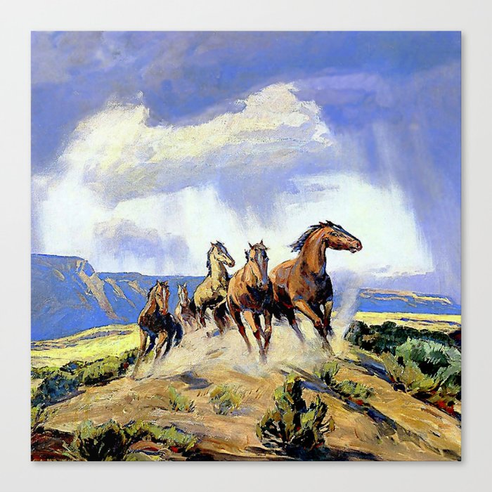 “Wild Horses of Nevada” by Carl Oscar Borg Canvas Print