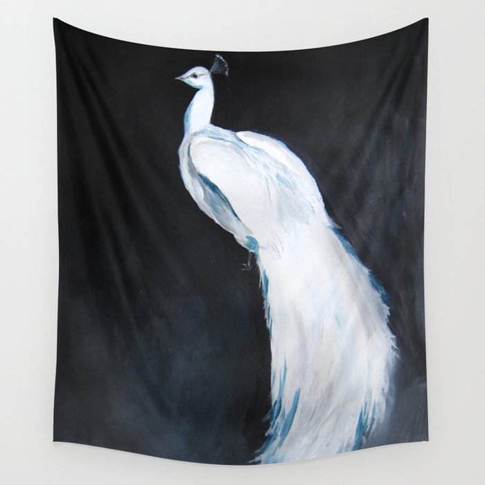 White Peacock II Wall Tapestry
