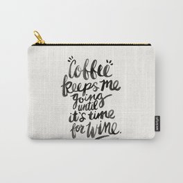 Coffee & Wine – Black Ink Carry-All Pouch | Funny, Black and White, Painting, Curated, Typography 