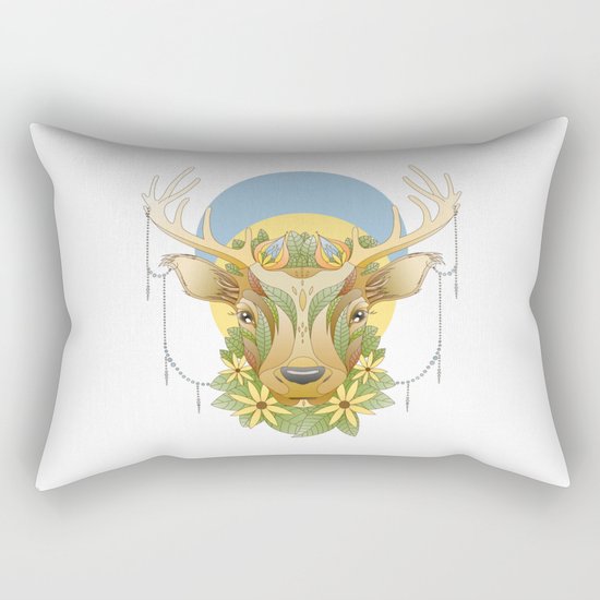 Deer in Flowers Rectangular Pillow