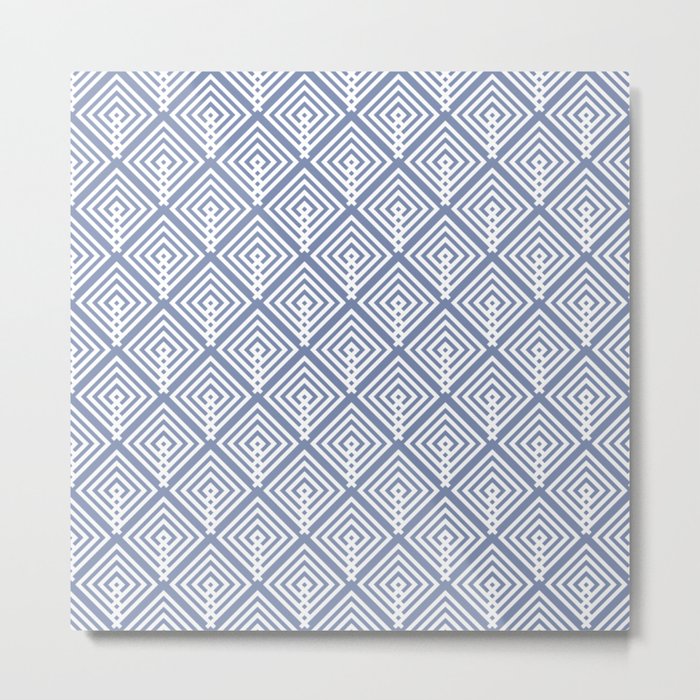 Blue Square Pattern Metal Print