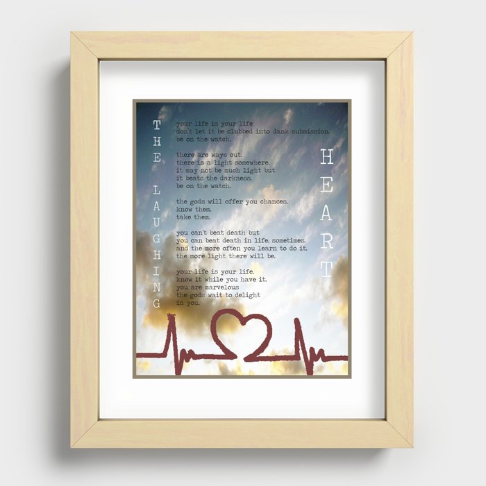 Charles Bukowski - The Laughing Heart - Illustrated Poem  Recessed Framed Print