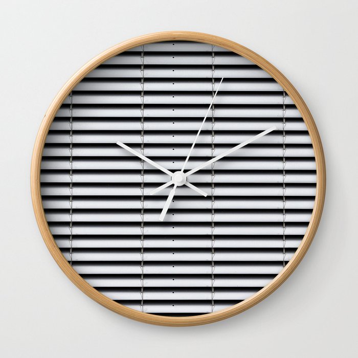 metal shutter background - silver sun blind pattern  Wall Clock