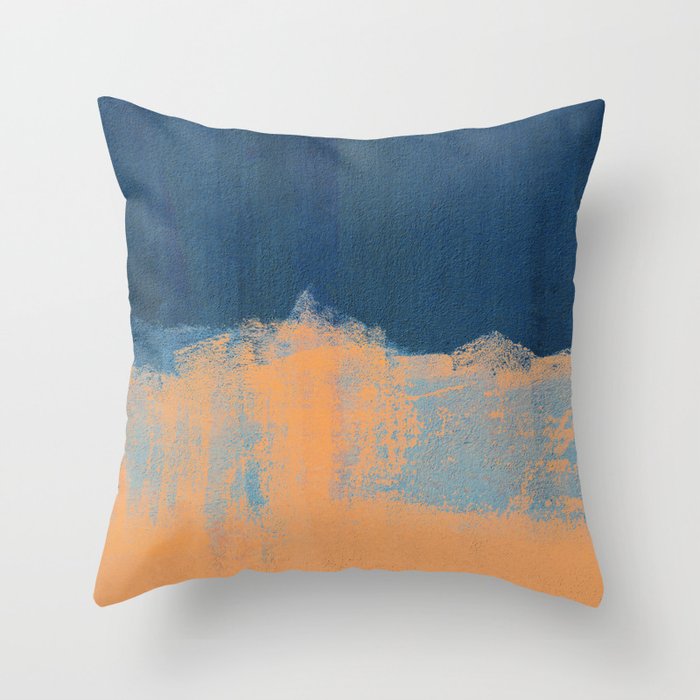 Summer Beach Abstract | Orange Blue Painting Throw Pillow