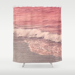 Pink ocean waves Shower Curtain