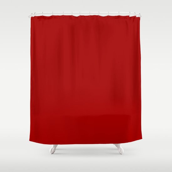 Dark Candy Apple Red Solid Color Shower Curtain By