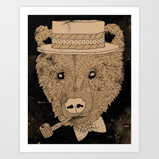 Barber Shop Bear Art Print