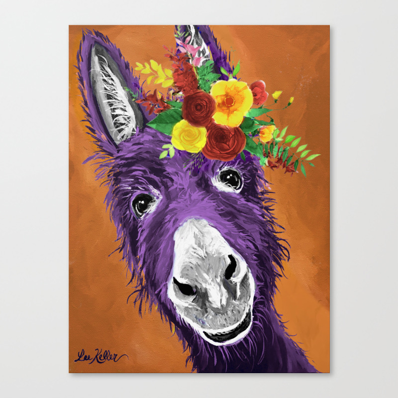 Colorful Donkey Art Flower Crown Donkey Art Canvas Print By Leekeller Society6