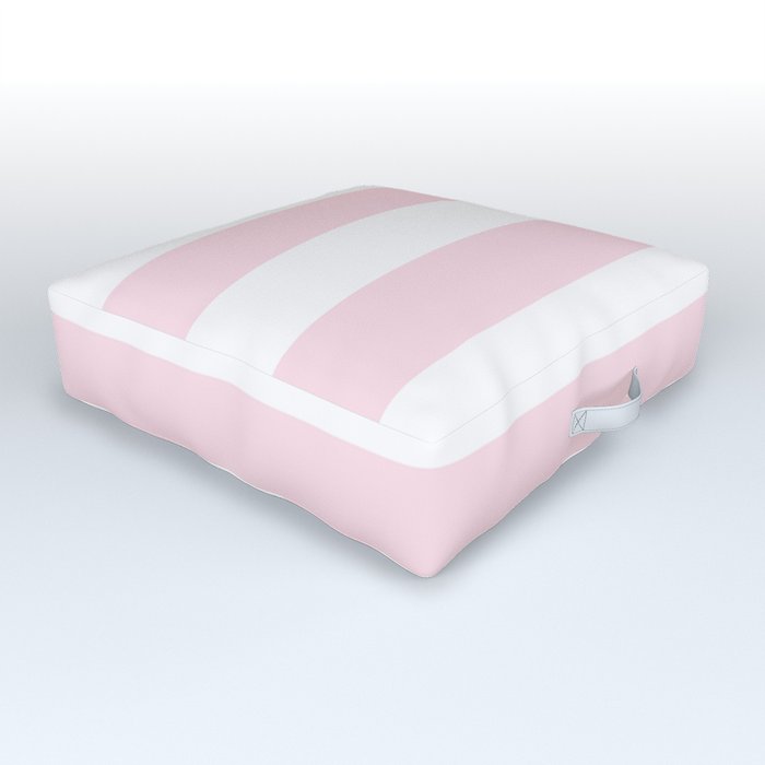 Piggy pink - solid color - white stripes pattern Outdoor Floor Cushion