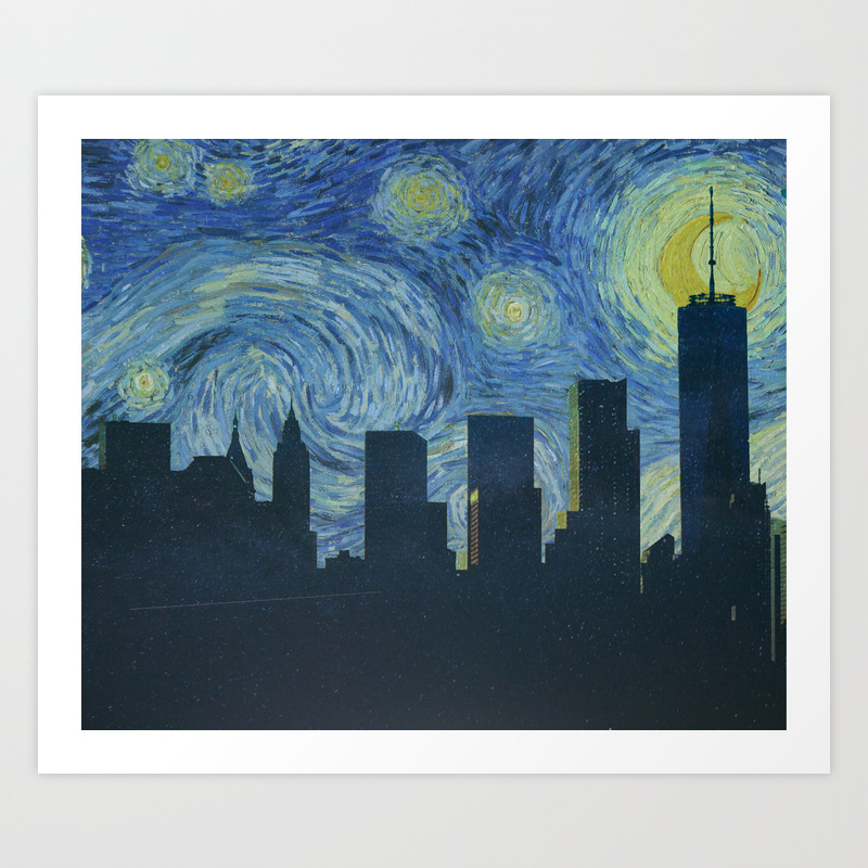 Vincent Van Gogh Starry Night Over New York City Skyline Art Print By Anthonylonder Society6
