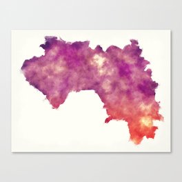 Guinea watercolor map in front of a white background Canvas Print