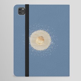 Watercolor Seashell and Sand Circle on Slate Blue iPad Folio Case