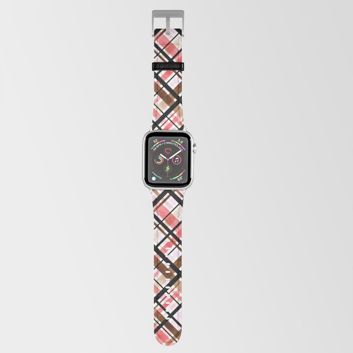 MCM Diagonal Ombré Plaid Pattern // Watercolor Blush Pink Watercolor Brown, Black and White Stripes Apple Watch Band