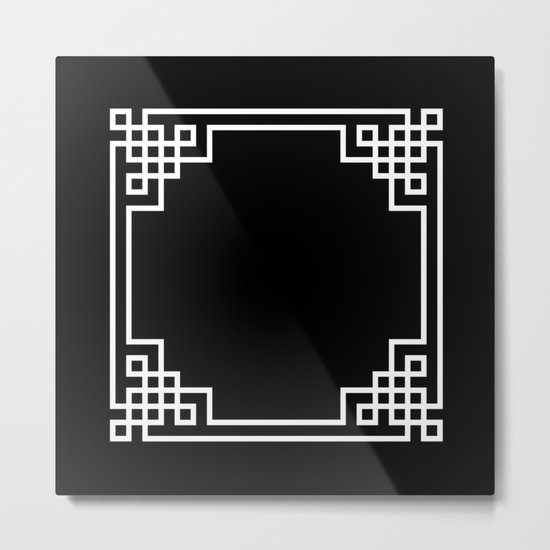 Black White Lattice Frame Metal Print