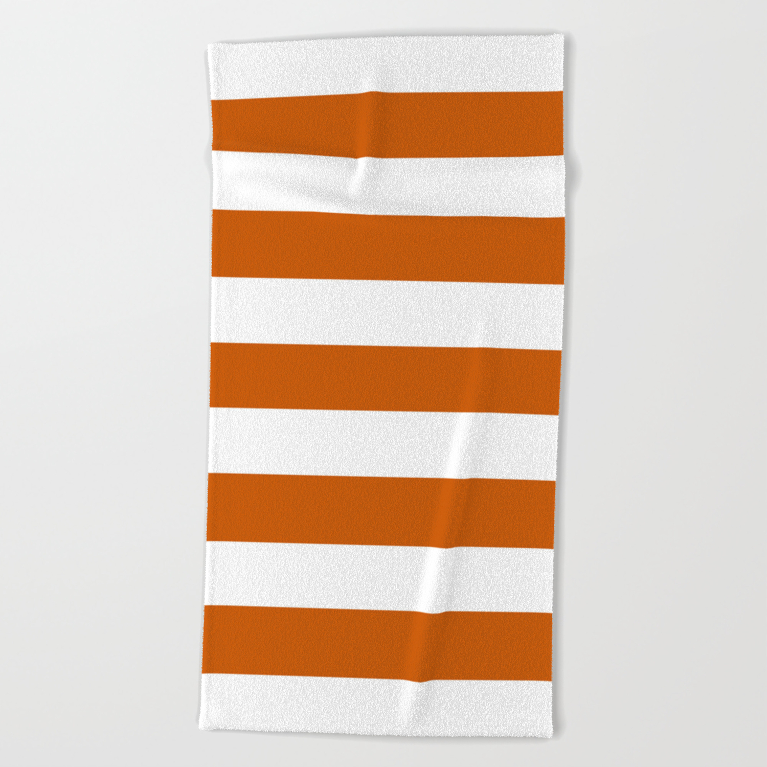 Burnt Orange Solid Color White Stripes Pattern Beach Towel By Makeitcolorful Society6