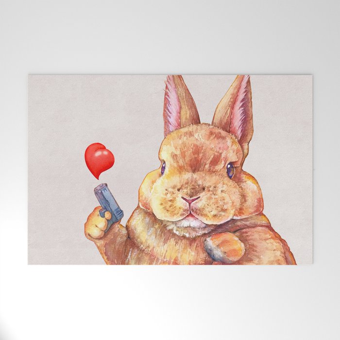 Valentine's Bunny Welcome Mat