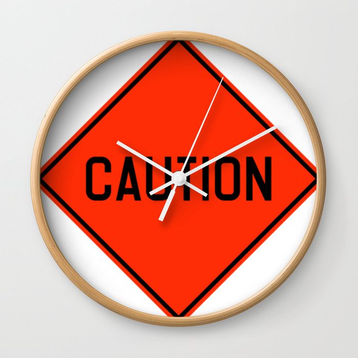 Red Sign Caution Singapore Wall Clock