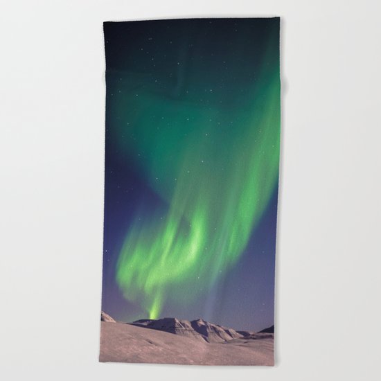 The Northern Lights (Aurora Borealis) Beach Towel
