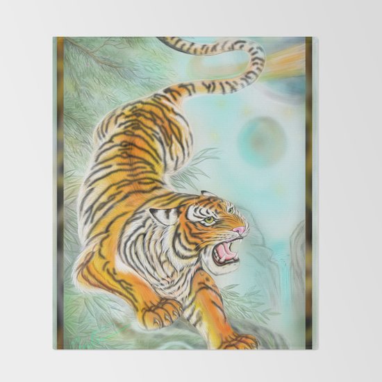 Oriental Tiger Throw Blanket By Nevfortune Society6