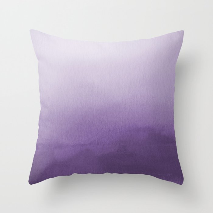 Inspired by Pantone Chive Blossom Purple 18-3634 Watercolor Abstract Art Throw Pillow