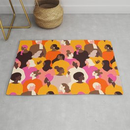 Female diverse faces pink Rug