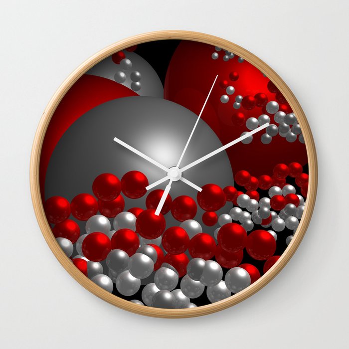 3D in red, white and black -10- Wall Clock