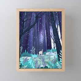 Unicorn in a magical wood Framed Mini Art Print