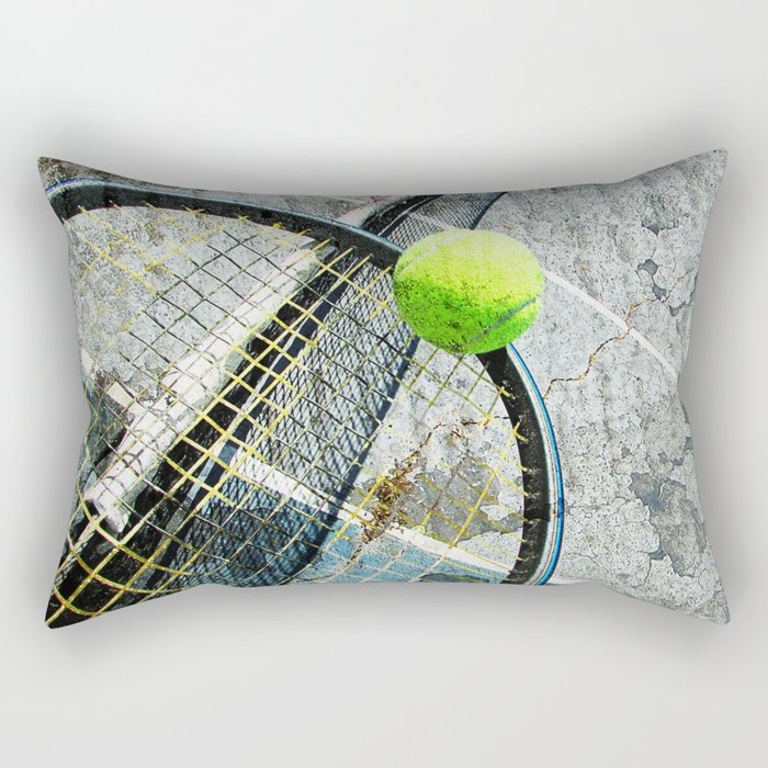Modern tennis ball and racket 7 Rectangular Pillow