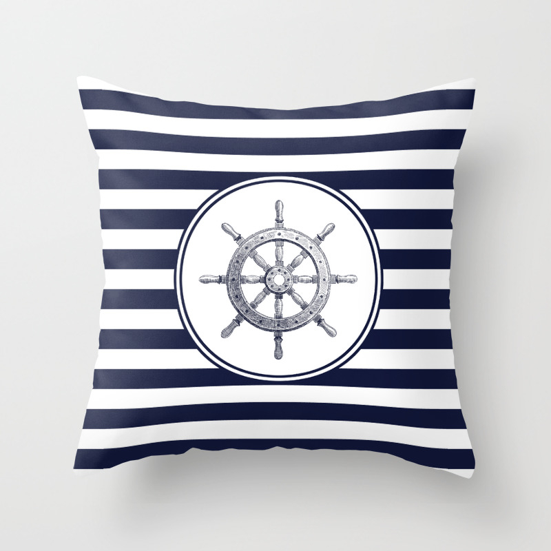Steering Wheel And Navy Blue Stripes Throw Pillow By Fantasyartdesigns Society6