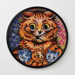 Louis Wain- A Cat and Her Kittens Wall Clock