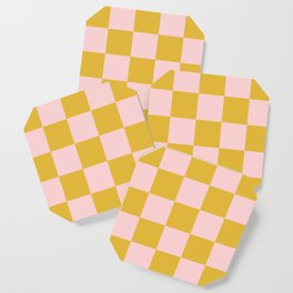 Classic Checkerboard Yellow Peach Lavellan Coaster