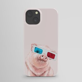 Baby Pink Pig Wear Glasses Pink iPhone Case