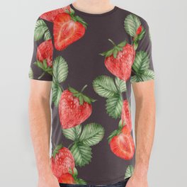 Trendy Summer Pattern with Strawberries All Over Graphic Tee