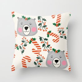Cute Mr Santa Bear Pearl Throw Pillow
